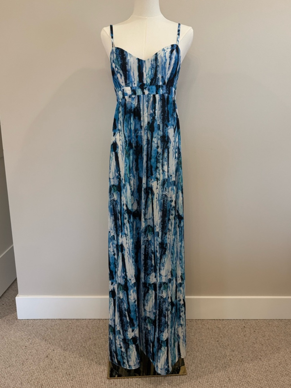 Felicity & Coco Blue Abstract Print Spaghetti Strap Maxi Dress